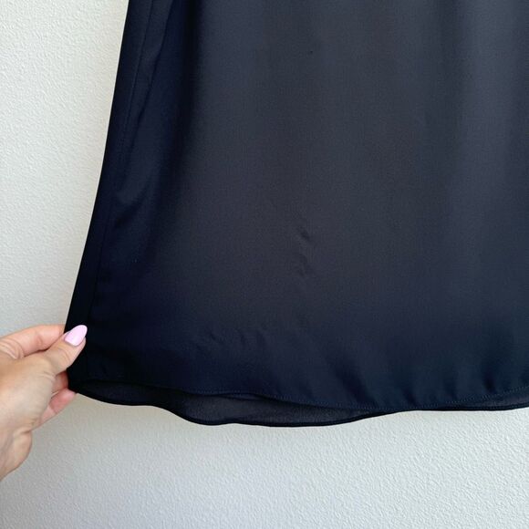 Aritzia Babaton Galen Black Mesh Trim Drapey V-Neck Cami Tank Top Blouse Medium - Picture 6 of 6